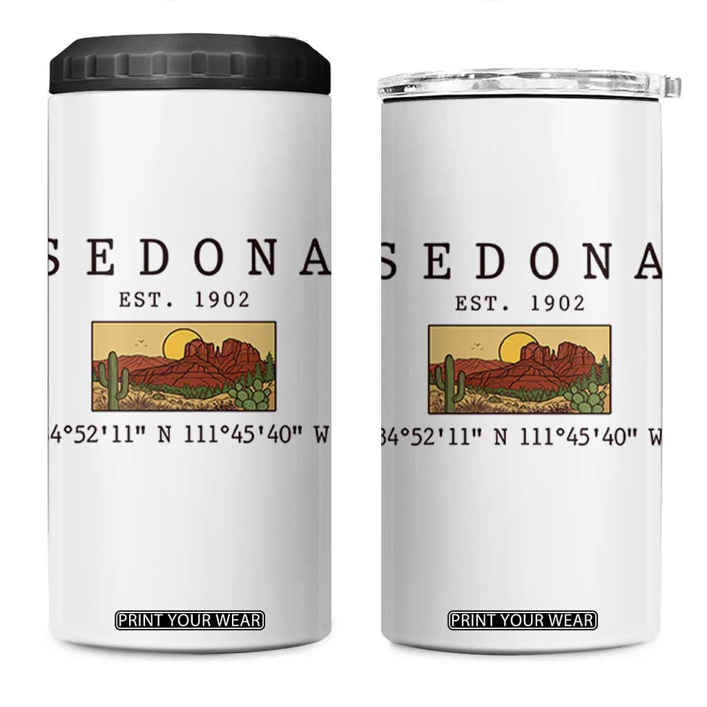 Vintage Sedona Arizona Established 1902 4 in 1 Can Cooler Tumbler Southwest Desert Cactus Scenic Nature Souvenir