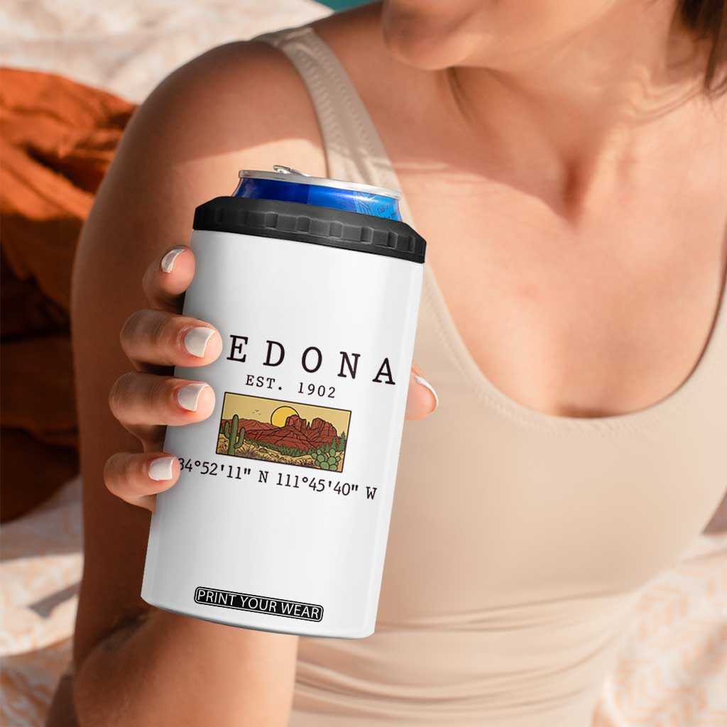 Vintage Sedona Arizona Established 1902 4 in 1 Can Cooler Tumbler Southwest Desert Cactus Scenic Nature Souvenir