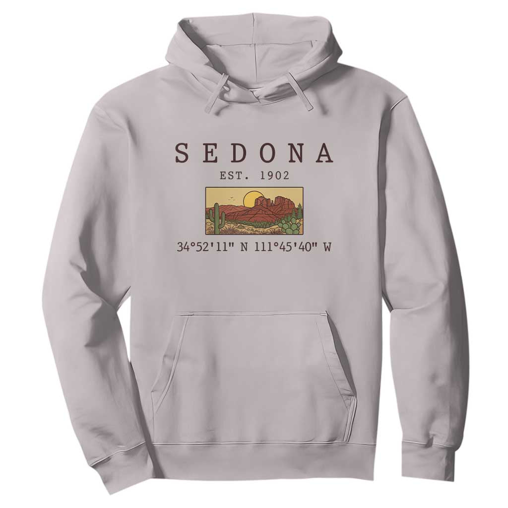 Vintage Sedona Arizona Established 1902 Hoodie Southwest Desert Cactus Scenic Nature Souvenir