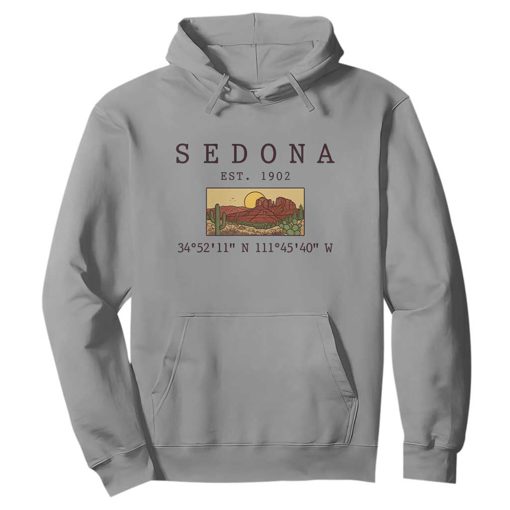Vintage Sedona Arizona Established 1902 Hoodie Southwest Desert Cactus Scenic Nature Souvenir