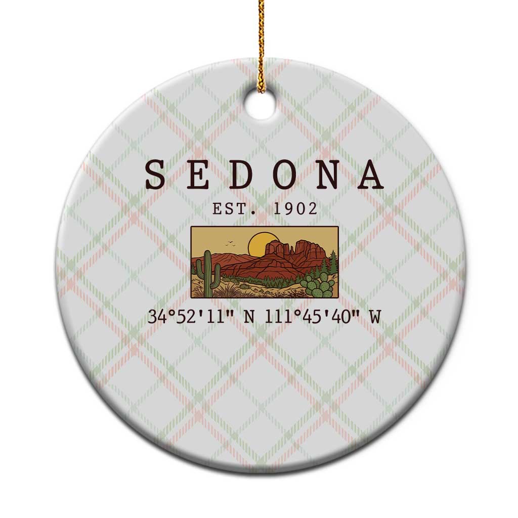 Vintage Sedona Arizona Established 1902 Ceramic Ornament Southwest Desert Cactus Scenic Nature Souvenir