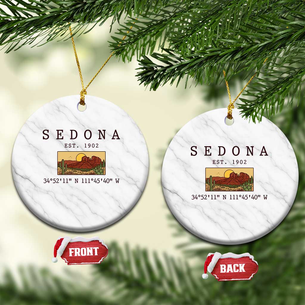 Vintage Sedona Arizona Established 1902 Ceramic Ornament Southwest Desert Cactus Scenic Nature Souvenir