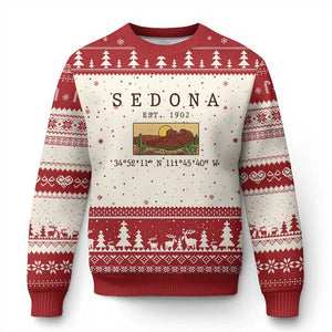 Vintage Sedona Arizona Established 1902 Ugly Christmas Sweater Southwest Desert Cactus Scenic Nature Souvenir