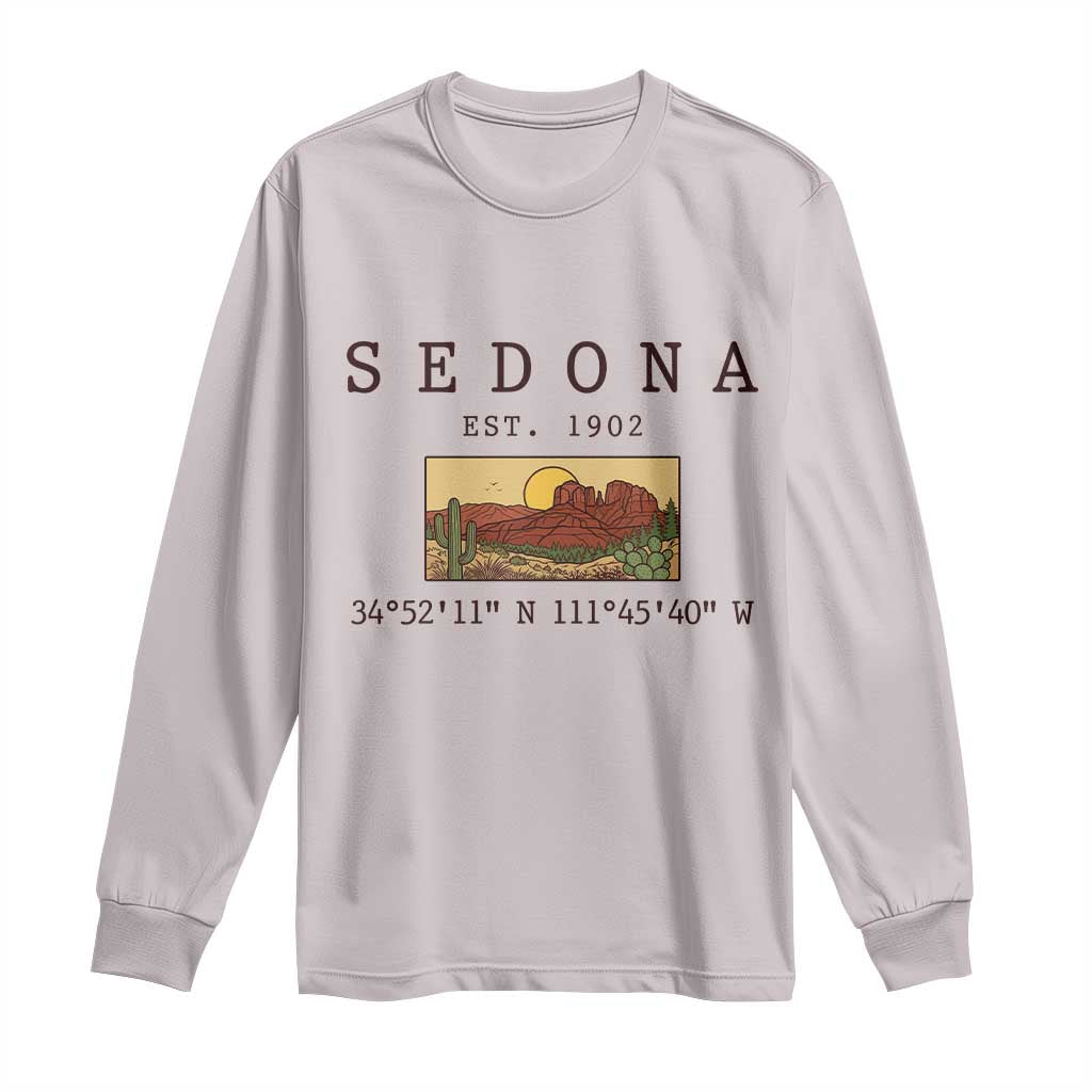 Vintage Sedona Arizona Established 1902 Long Sleeve Shirt Southwest Desert Cactus Scenic Nature Souvenir