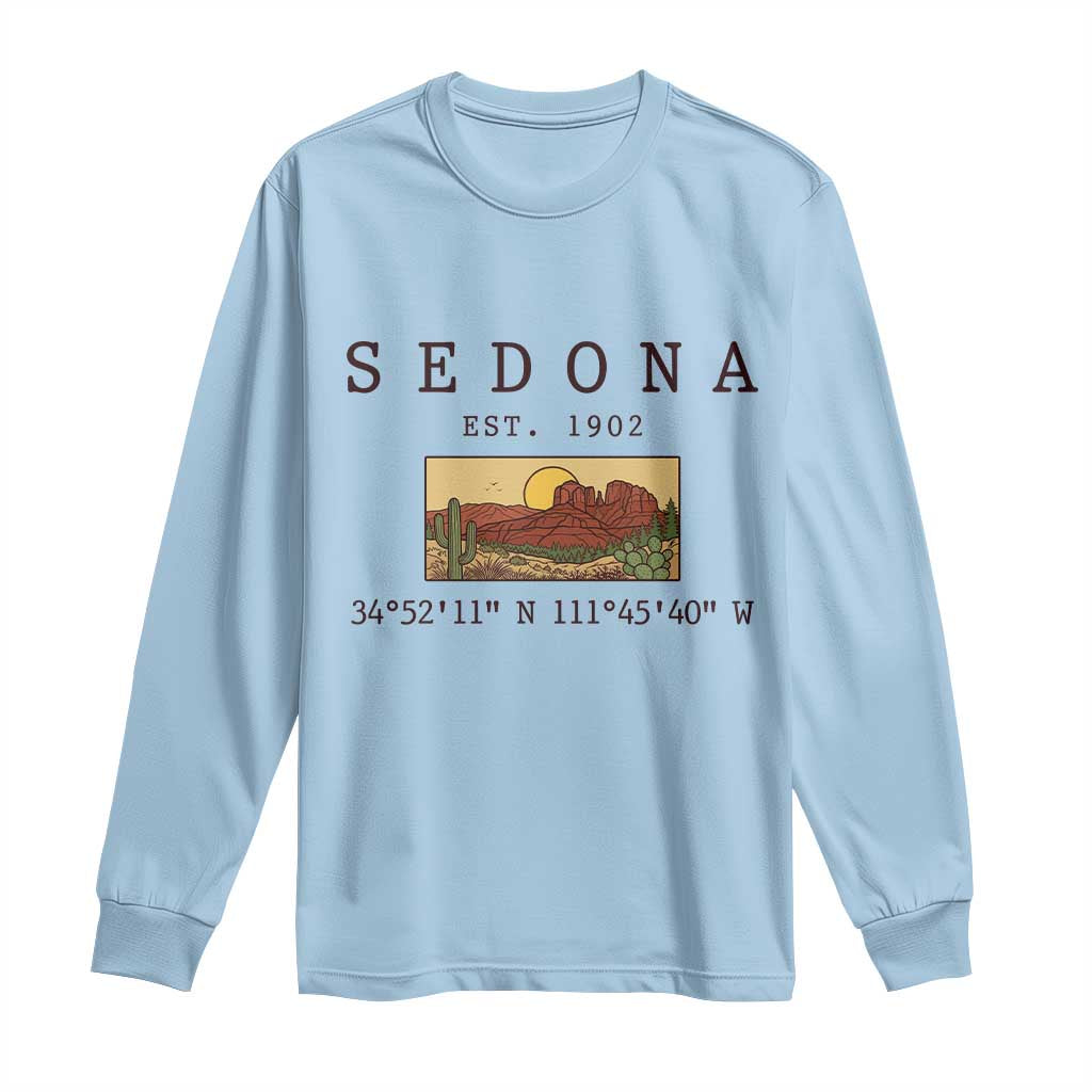 Vintage Sedona Arizona Established 1902 Long Sleeve Shirt Southwest Desert Cactus Scenic Nature Souvenir