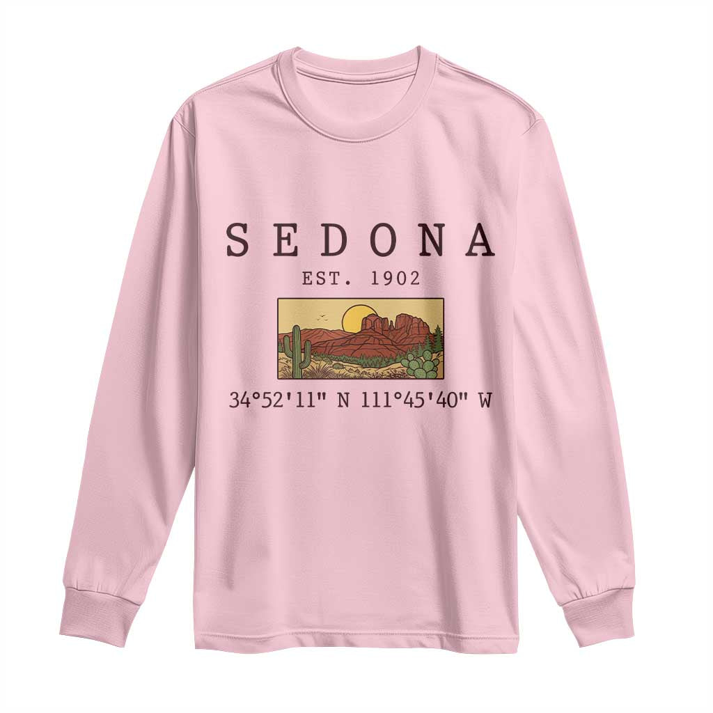 Vintage Sedona Arizona Established 1902 Long Sleeve Shirt Southwest Desert Cactus Scenic Nature Souvenir