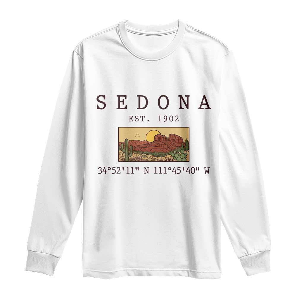 Vintage Sedona Arizona Established 1902 Long Sleeve Shirt Southwest Desert Cactus Scenic Nature Souvenir