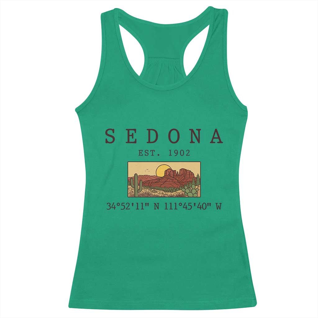 Vintage Sedona Arizona Established 1902 Racerback Tank Top Southwest Desert Cactus Scenic Nature Souvenir