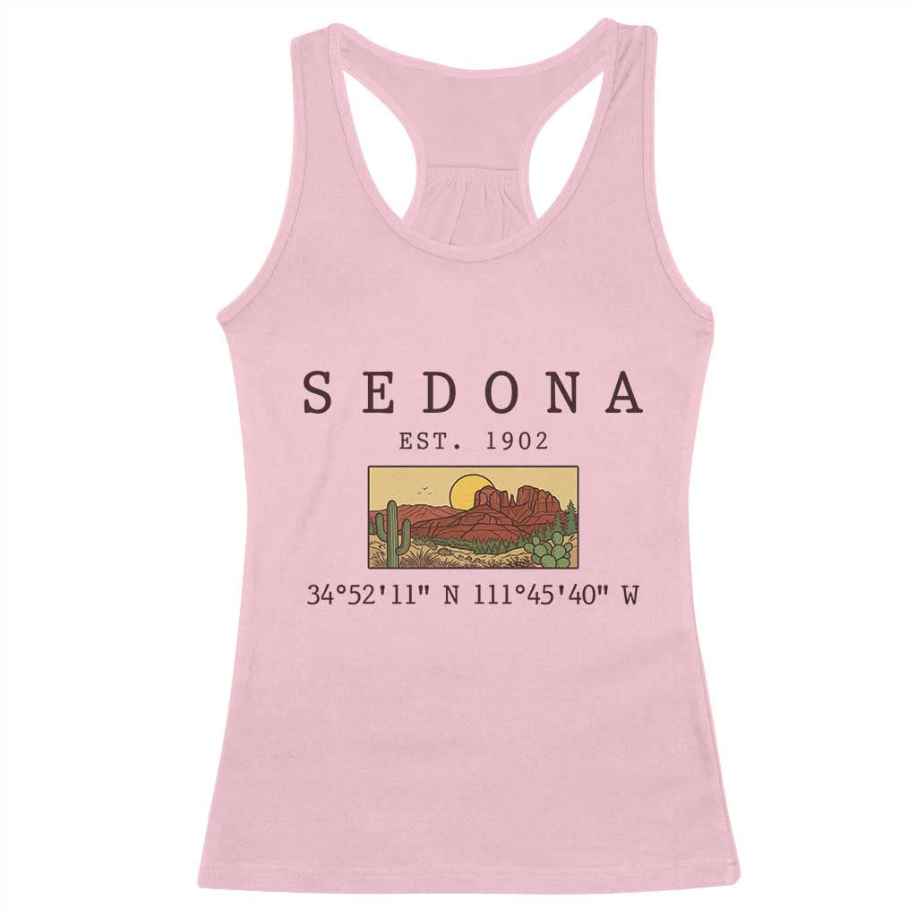 Vintage Sedona Arizona Established 1902 Racerback Tank Top Southwest Desert Cactus Scenic Nature Souvenir