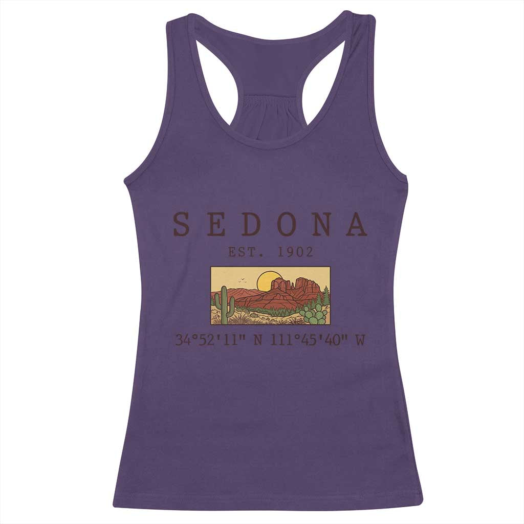 Vintage Sedona Arizona Established 1902 Racerback Tank Top Southwest Desert Cactus Scenic Nature Souvenir