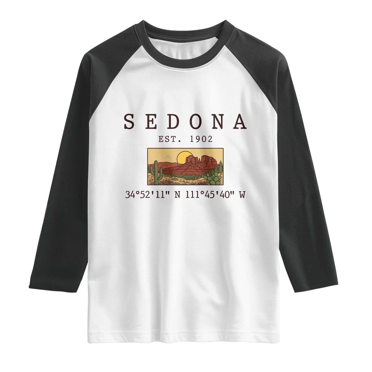 Vintage Sedona Arizona Established 1902 Raglan Shirt Southwest Desert Cactus Scenic Nature Souvenir