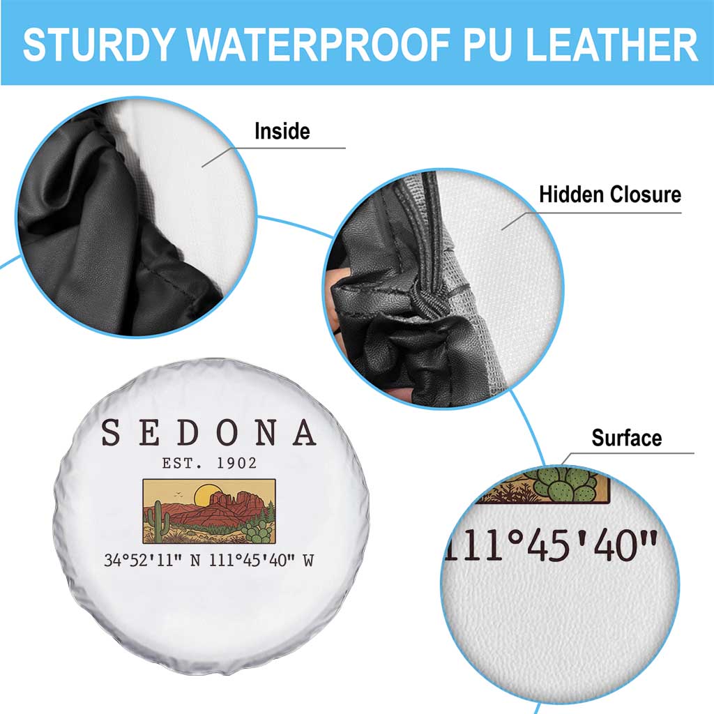 Vintage Sedona Arizona Established 1902 Spare Tire Cover Southwest Desert Cactus Scenic Nature Souvenir TS14 Print Your Wear