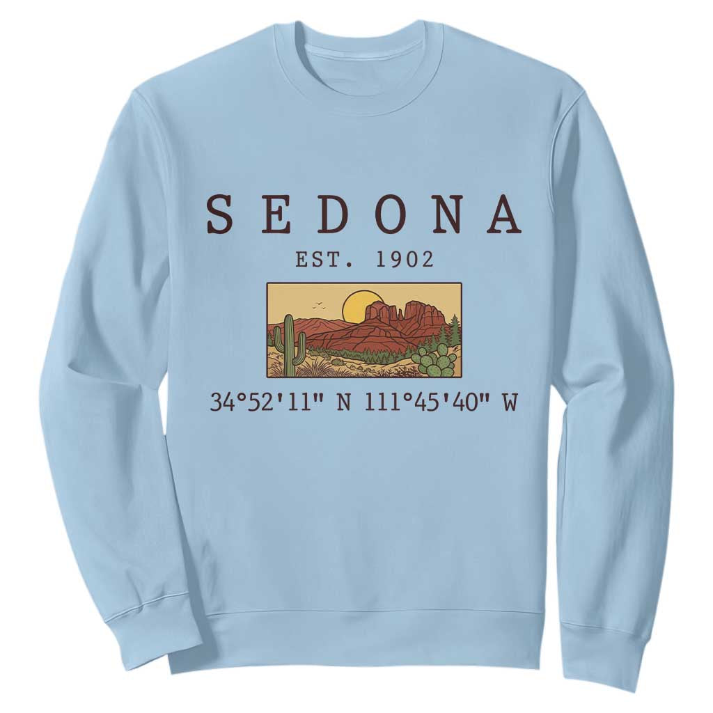 Vintage Sedona Arizona Established 1902 Sweatshirt Southwest Desert Cactus Scenic Nature Souvenir