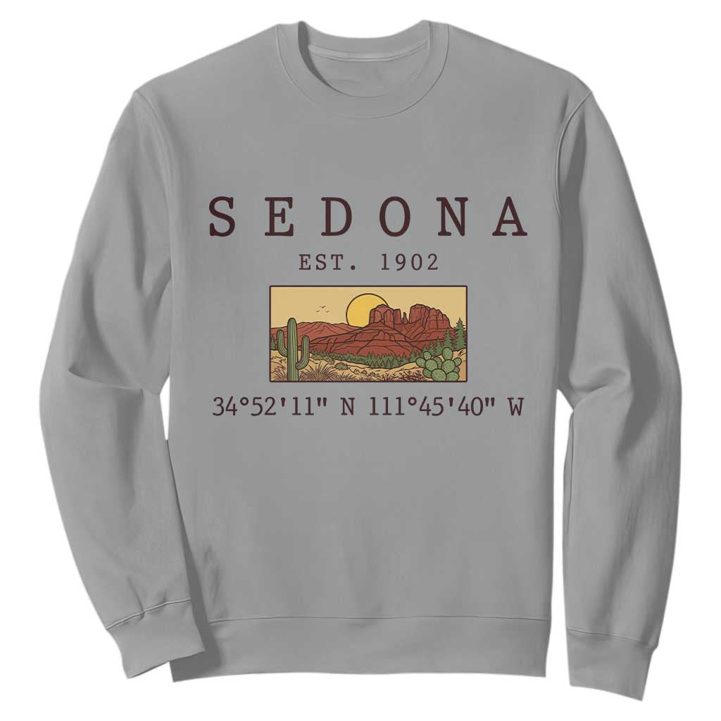 Vintage Sedona Arizona Established 1902 Sweatshirt Southwest Desert Cactus Scenic Nature Souvenir