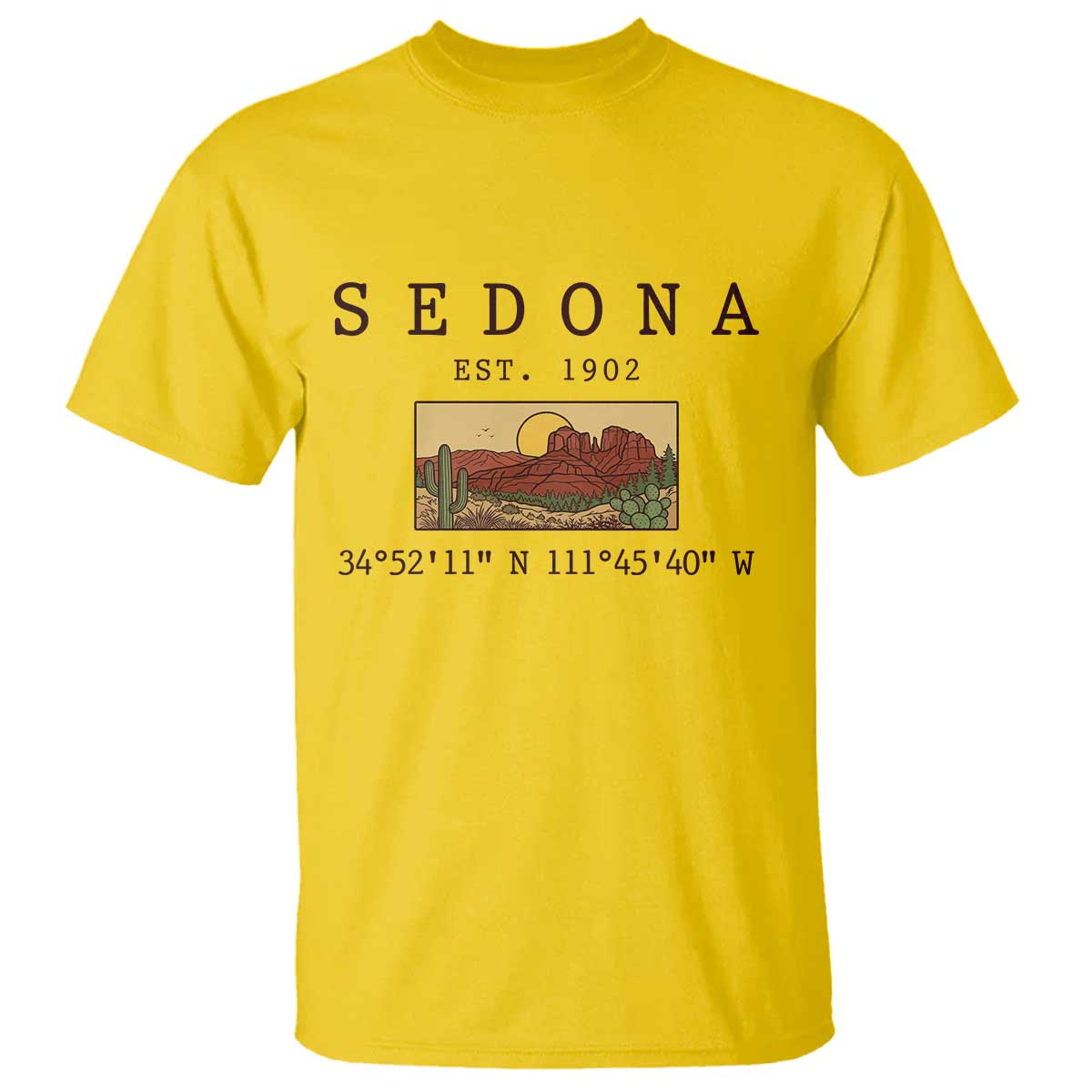 Vintage Sedona Arizona Established 1902 T Shirt Southwest Desert Cactus Scenic Nature Souvenir