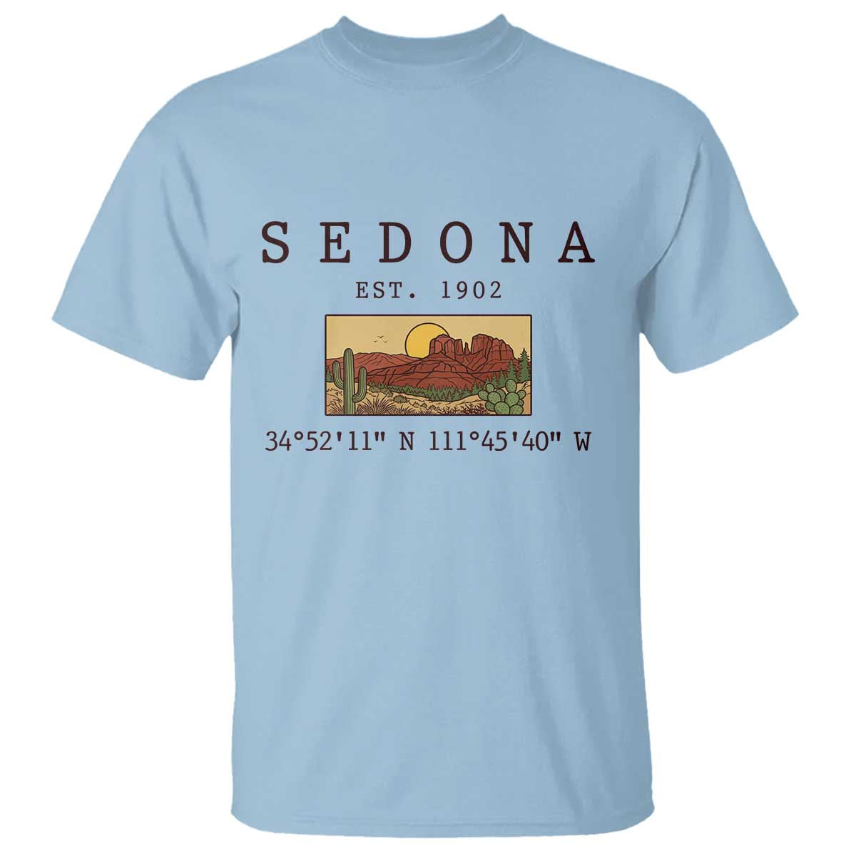 Vintage Sedona Arizona Established 1902 T Shirt Southwest Desert Cactus Scenic Nature Souvenir