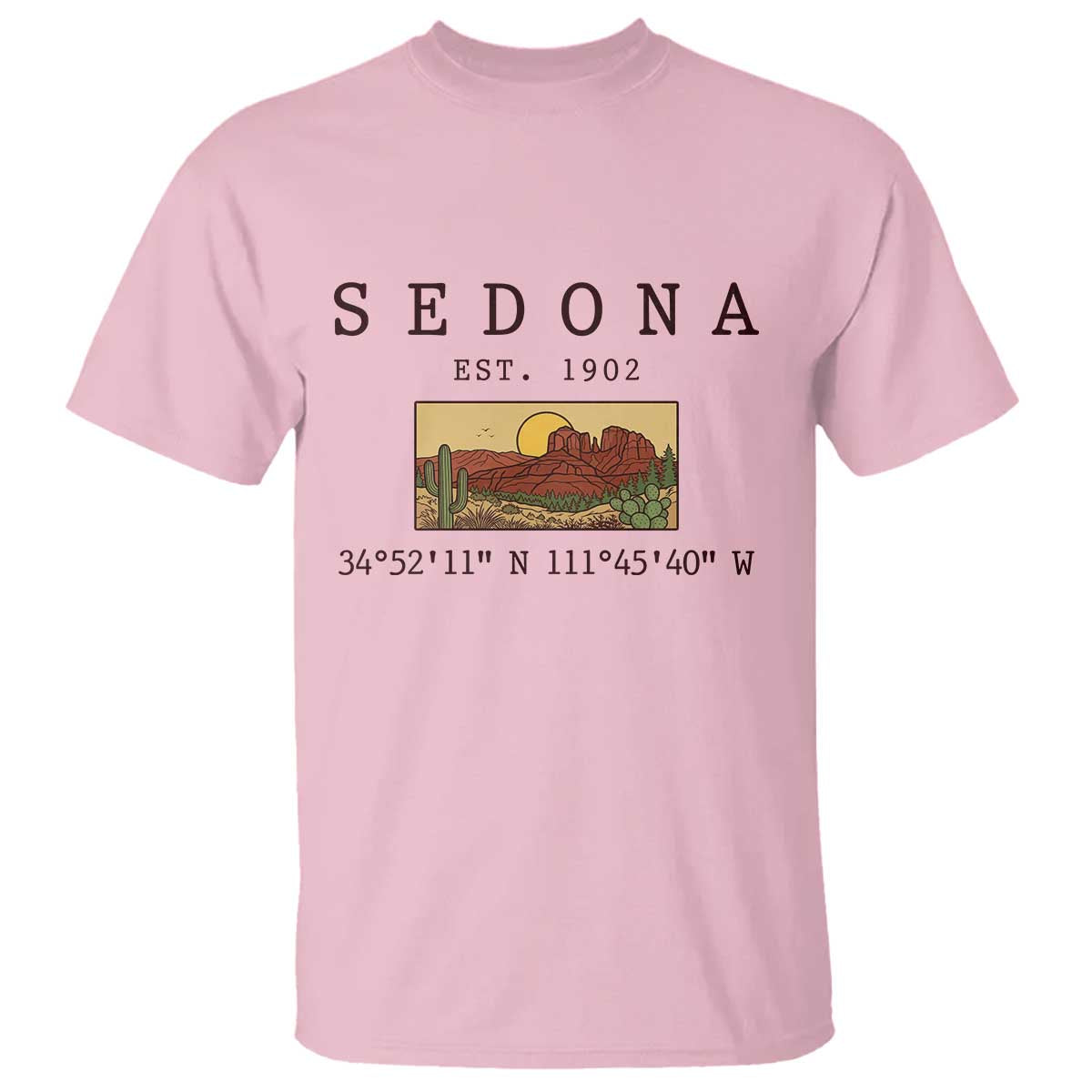 Vintage Sedona Arizona Established 1902 T Shirt Southwest Desert Cactus Scenic Nature Souvenir