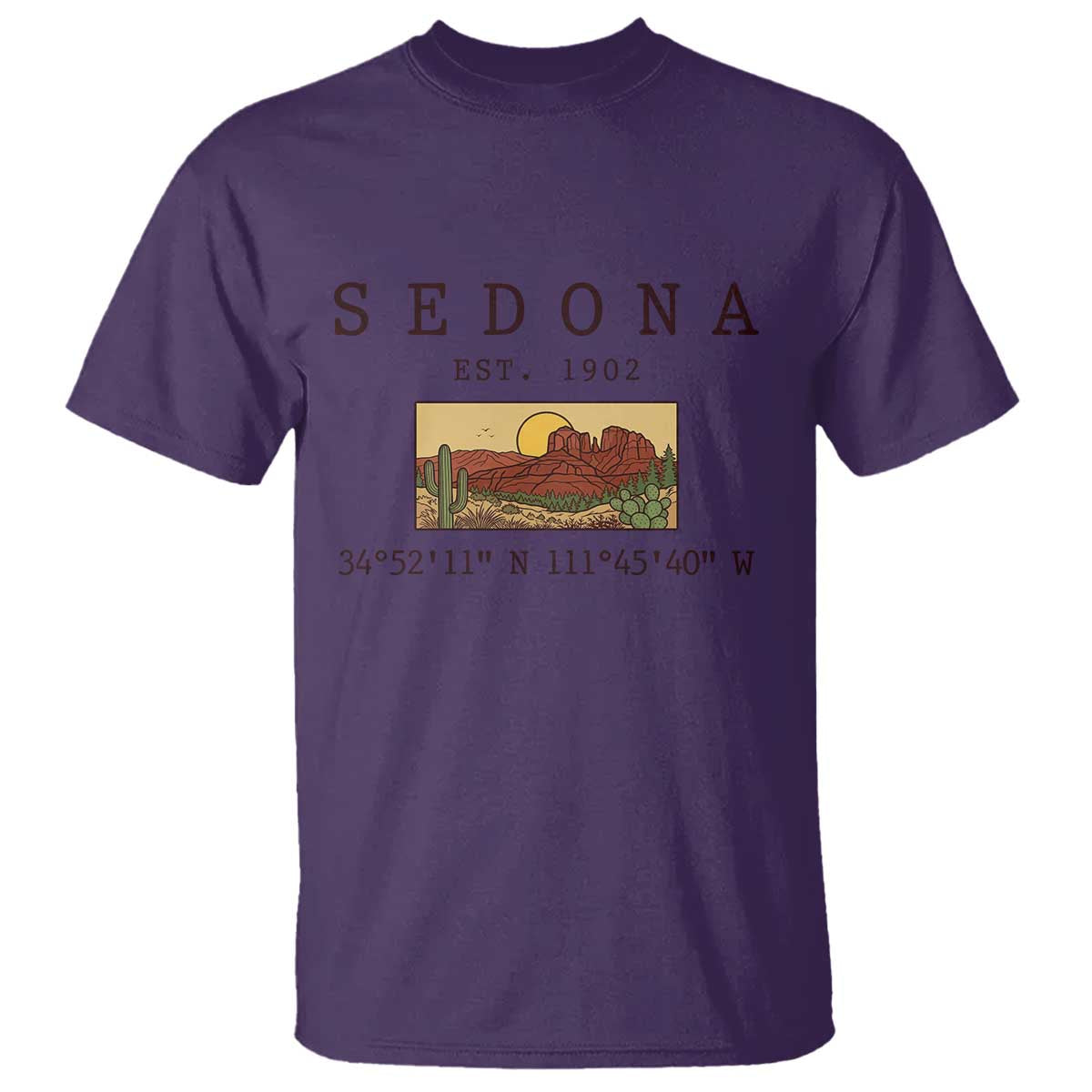 Vintage Sedona Arizona Established 1902 T Shirt Southwest Desert Cactus Scenic Nature Souvenir