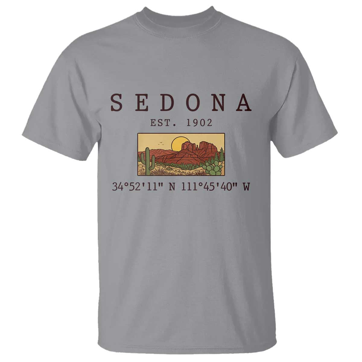 Vintage Sedona Arizona Established 1902 T Shirt Southwest Desert Cactus Scenic Nature Souvenir