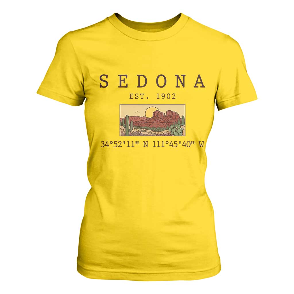 Vintage Sedona Arizona Established 1902 T Shirt For Women Southwest Desert Cactus Scenic Nature Souvenir