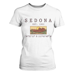 Vintage Sedona Arizona Established 1902 T Shirt For Women Southwest Desert Cactus Scenic Nature Souvenir