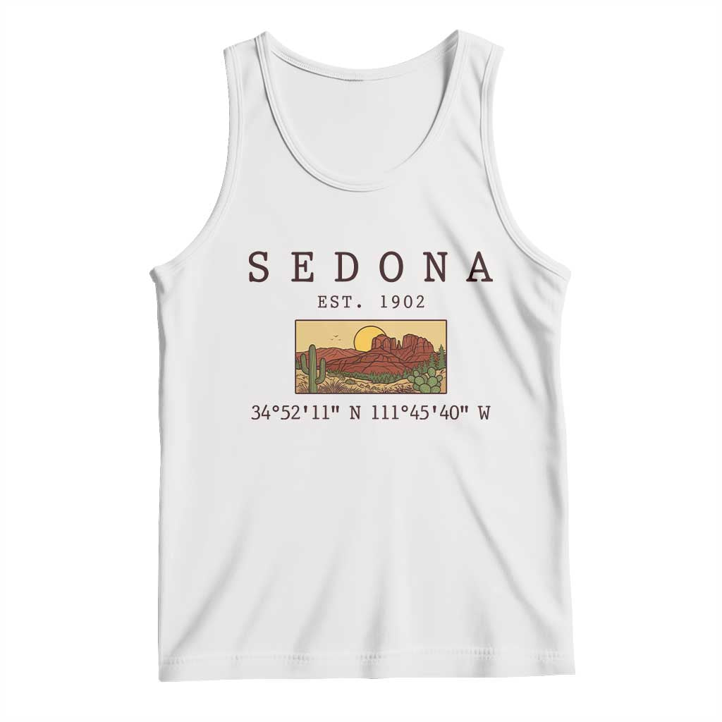 Vintage Sedona Arizona Established 1902 Tank Top Southwest Desert Cactus Scenic Nature Souvenir