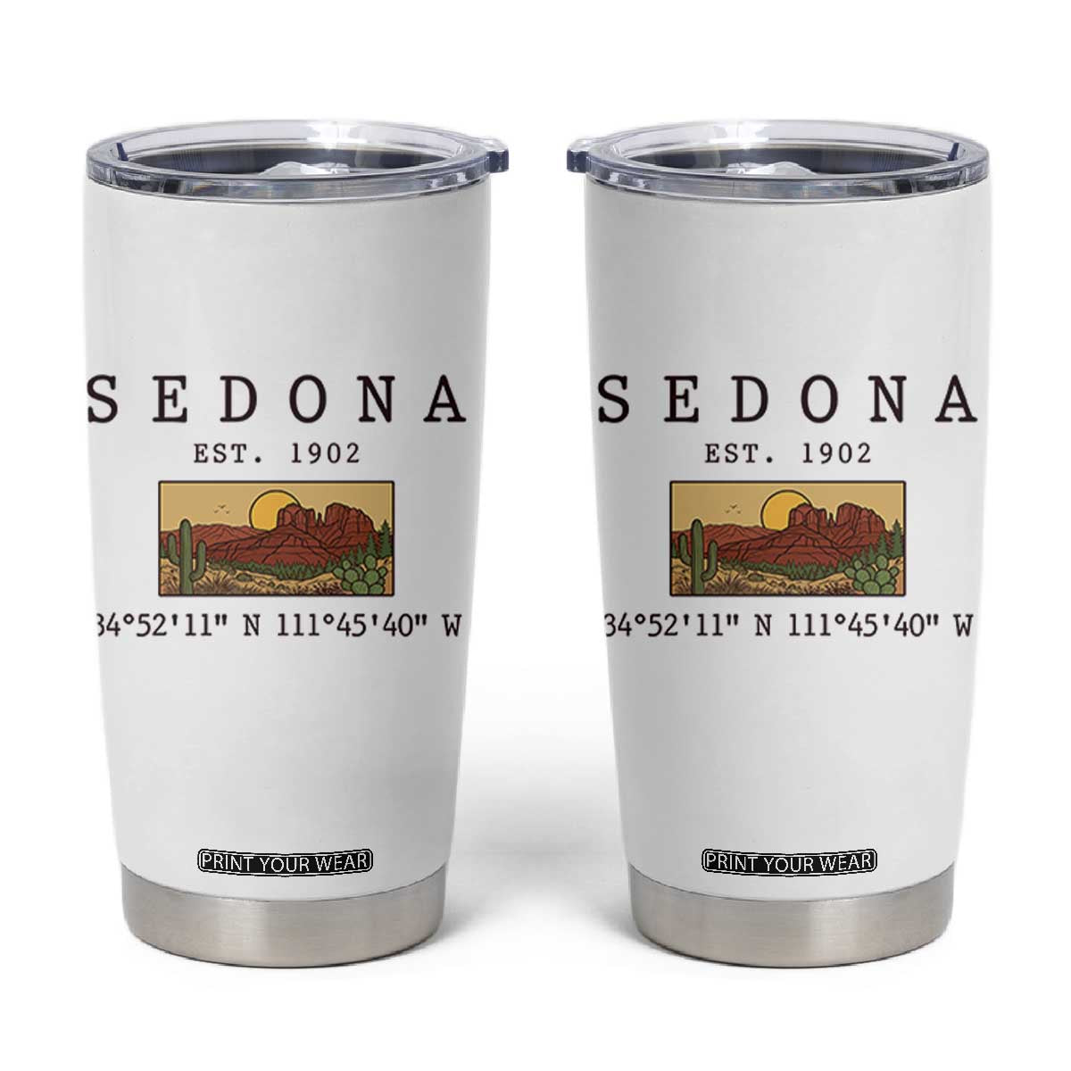 Vintage Sedona Arizona Established 1902 Tumbler Cup Southwest Desert Cactus Scenic Nature Souvenir TS14 White Print Your Wear