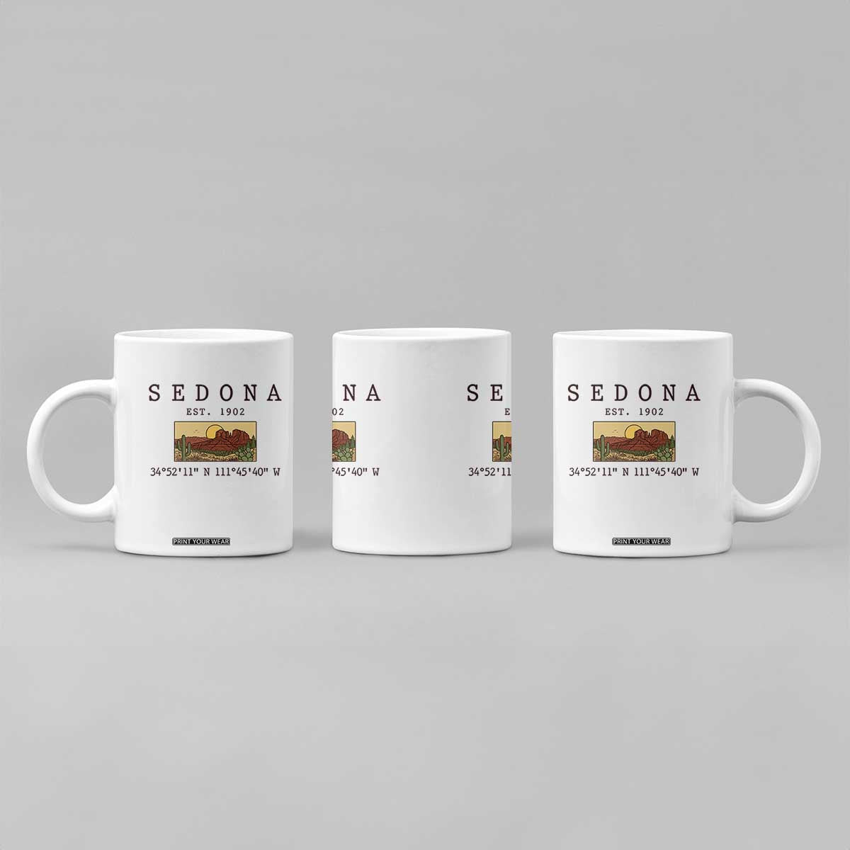 Vintage Sedona Arizona Established 1902 Coffee Mug Southwest Desert Cactus Scenic Nature Souvenir
