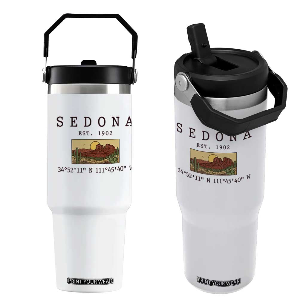 Vintage Sedona Arizona Established 1902 Flip Straw Tumbler Southwest Desert Cactus Scenic Nature Souvenir TS14 One Size: 30 oz White Print Your Wear