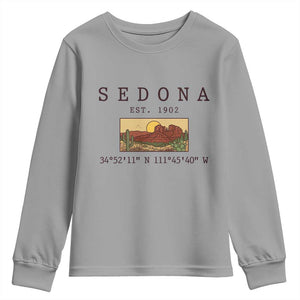 Vintage Sedona Arizona Established 1902 Youth Sweatshirt Southwest Desert Cactus Scenic Nature Souvenir
