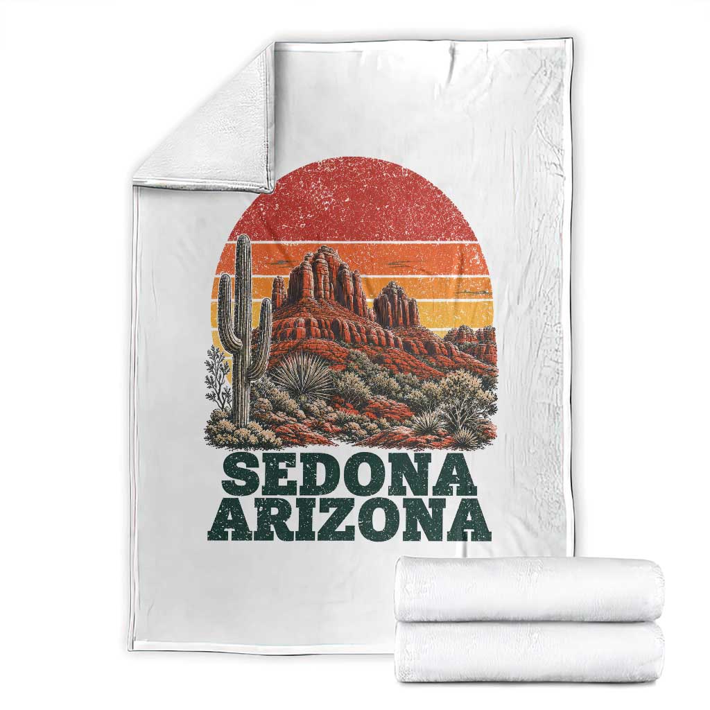 Retro Sedona Arizona Mountain Throw Blanket Southwest Hiking Outdoor Nature Souvenir TS14 White Print Your Wear