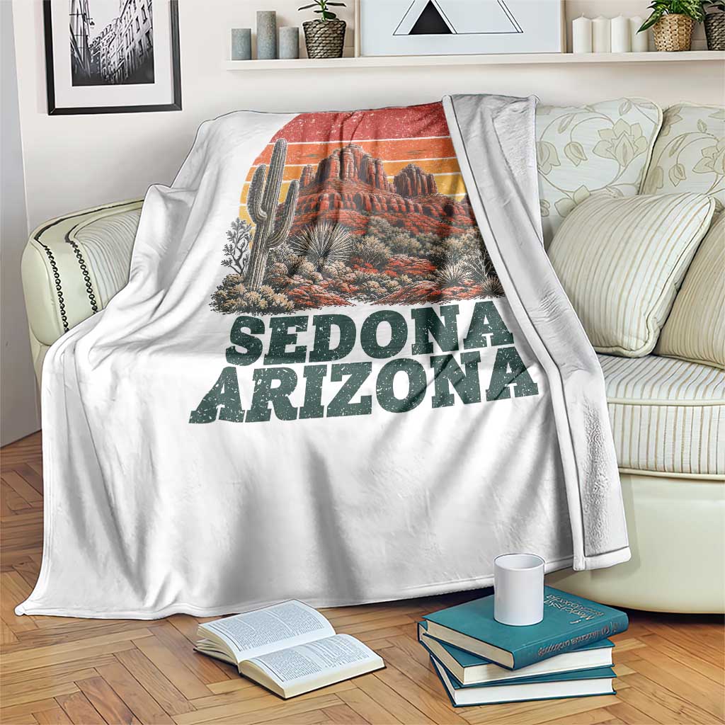 Retro Sedona Arizona Mountain Throw Blanket Southwest Hiking Outdoor Nature Souvenir