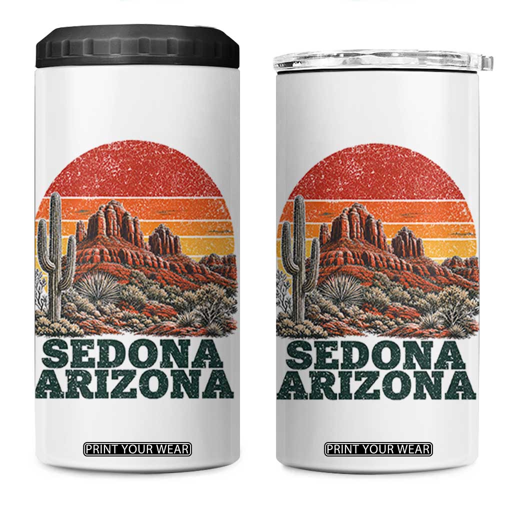 Retro Sedona Arizona Mountain 4 in 1 Can Cooler Tumbler Southwest Hiking Outdoor Nature Souvenir