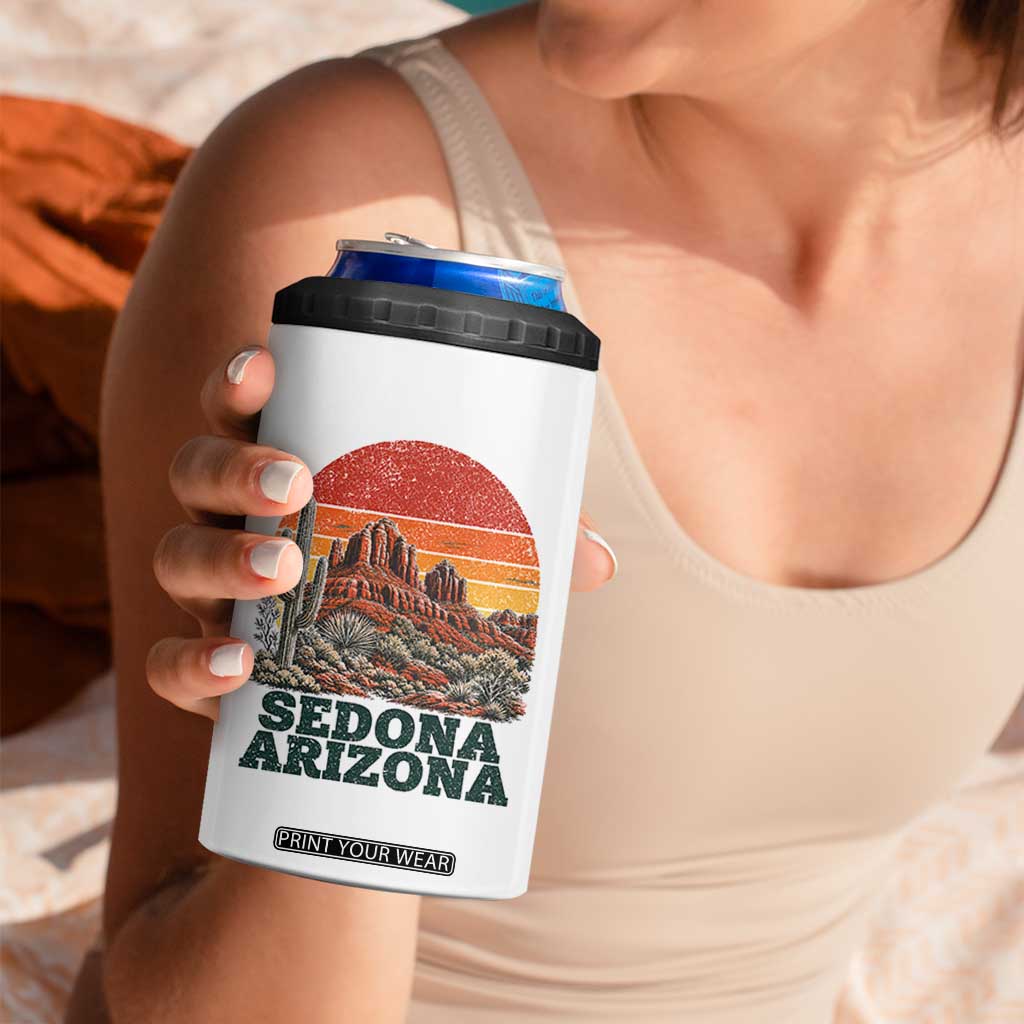 Retro Sedona Arizona Mountain 4 in 1 Can Cooler Tumbler Southwest Hiking Outdoor Nature Souvenir