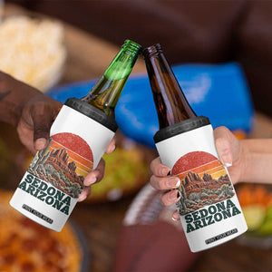 Retro Sedona Arizona Mountain 4 in 1 Can Cooler Tumbler Southwest Hiking Outdoor Nature Souvenir