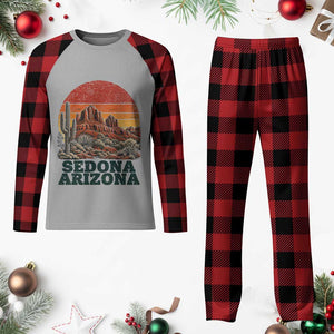 Retro Sedona Arizona Mountain Plaid Pajama Set Southwest Hiking Outdoor Nature Souvenir