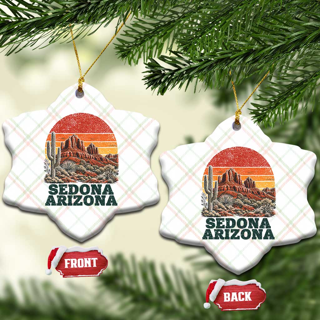 Retro Sedona Arizona Mountain Ceramic Ornament Southwest Hiking Outdoor Nature Souvenir
