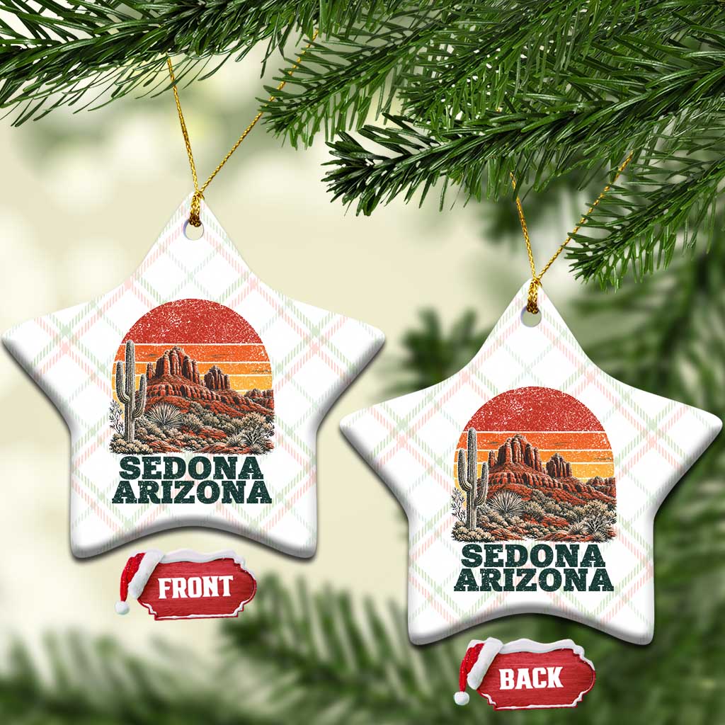 Retro Sedona Arizona Mountain Ceramic Ornament Southwest Hiking Outdoor Nature Souvenir