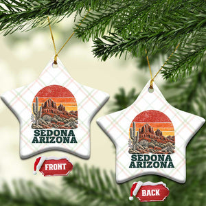 Retro Sedona Arizona Mountain Ceramic Ornament Southwest Hiking Outdoor Nature Souvenir