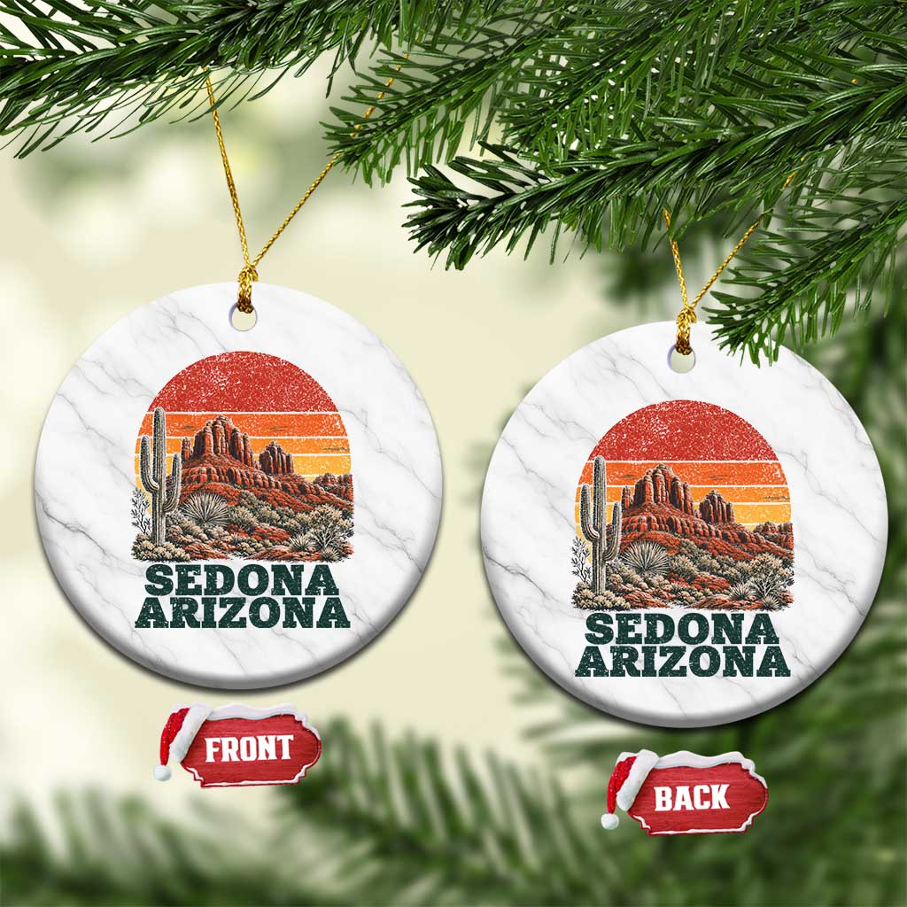 Retro Sedona Arizona Mountain Ceramic Ornament Southwest Hiking Outdoor Nature Souvenir
