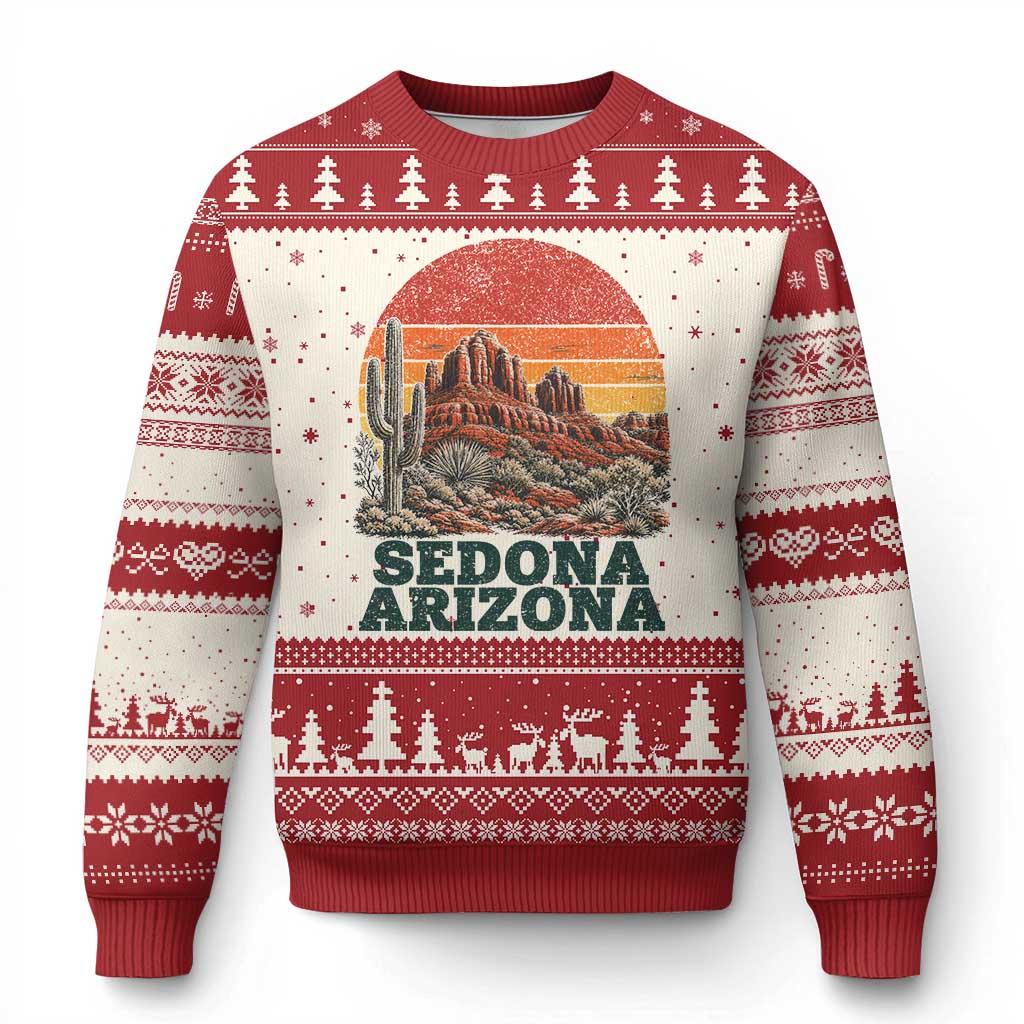 Retro Sedona Arizona Mountain Ugly Christmas Sweater Southwest Hiking Outdoor Nature Souvenir