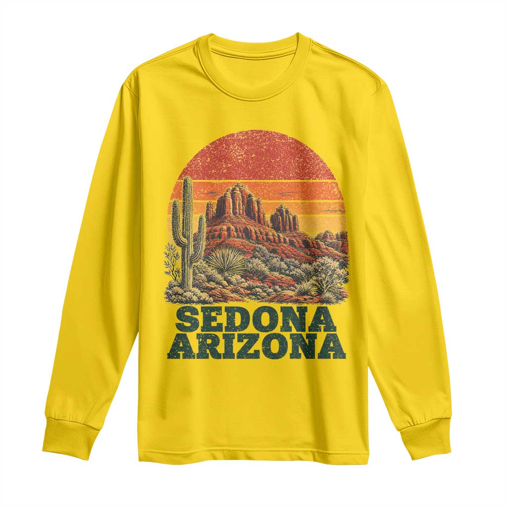 Retro Sedona Arizona Mountain Long Sleeve Shirt Southwest Hiking Outdoor Nature Souvenir