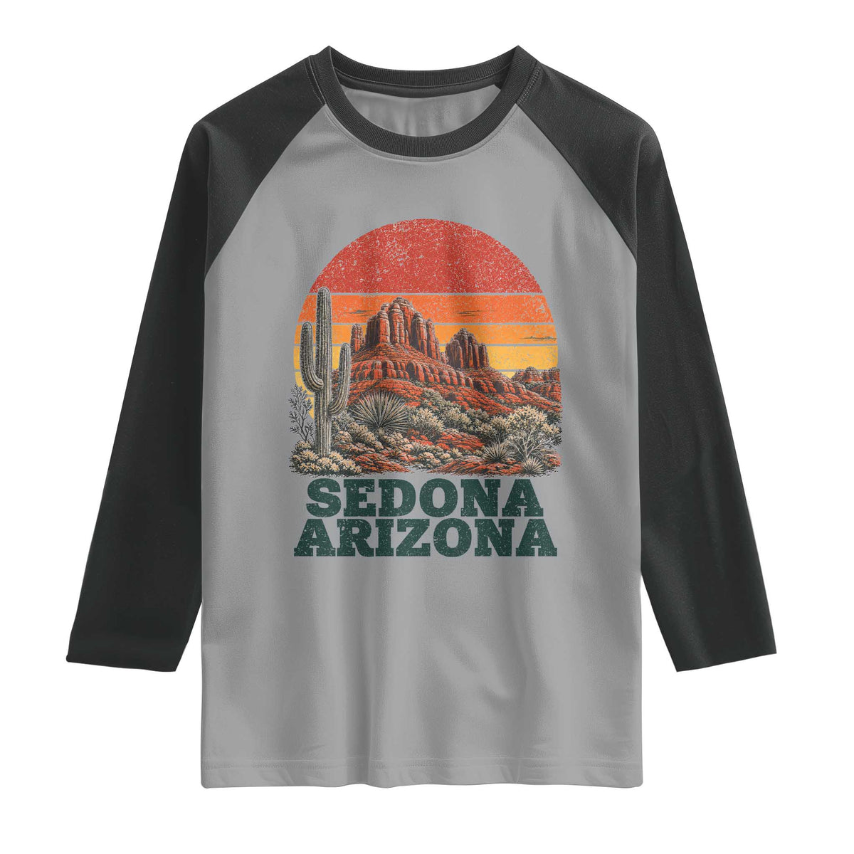 Retro Sedona Arizona Mountain Raglan Shirt Southwest Hiking Outdoor Nature Souvenir