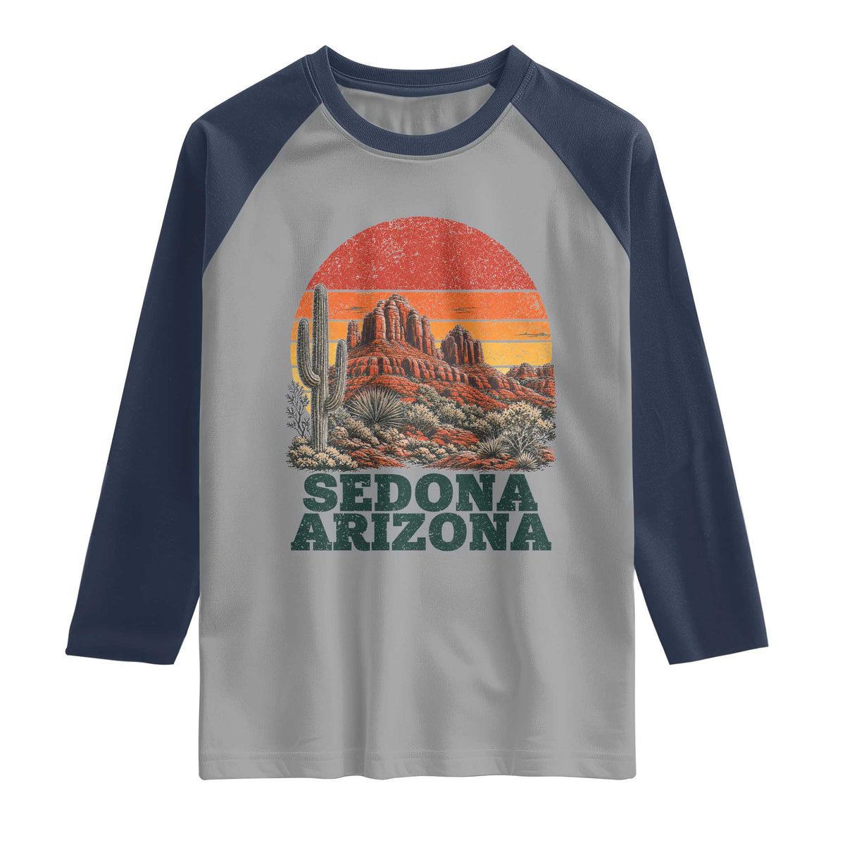 Retro Sedona Arizona Mountain Raglan Shirt Southwest Hiking Outdoor Nature Souvenir