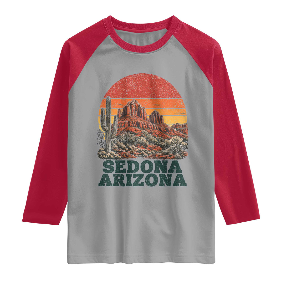 Retro Sedona Arizona Mountain Raglan Shirt Southwest Hiking Outdoor Nature Souvenir