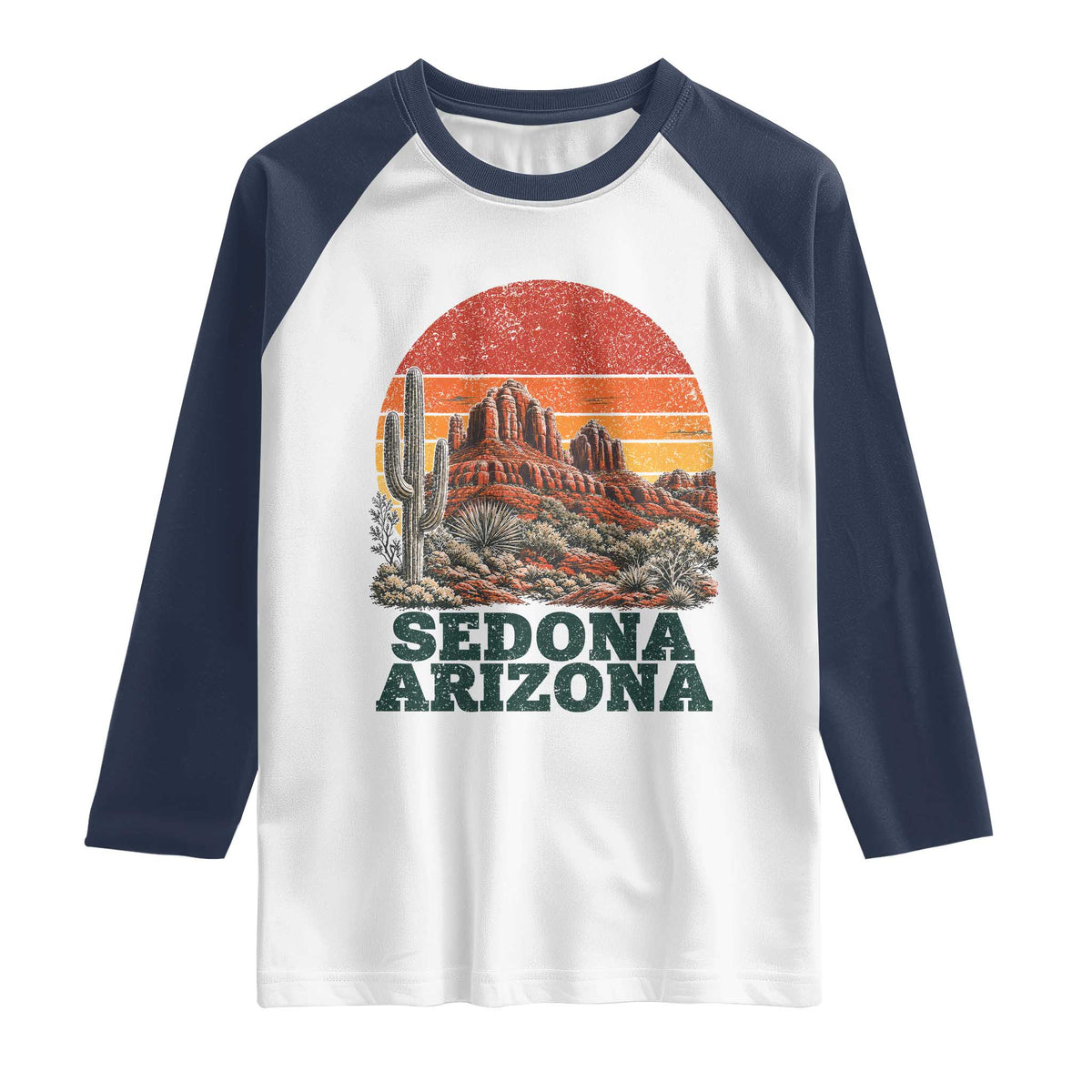 Retro Sedona Arizona Mountain Raglan Shirt Southwest Hiking Outdoor Nature Souvenir