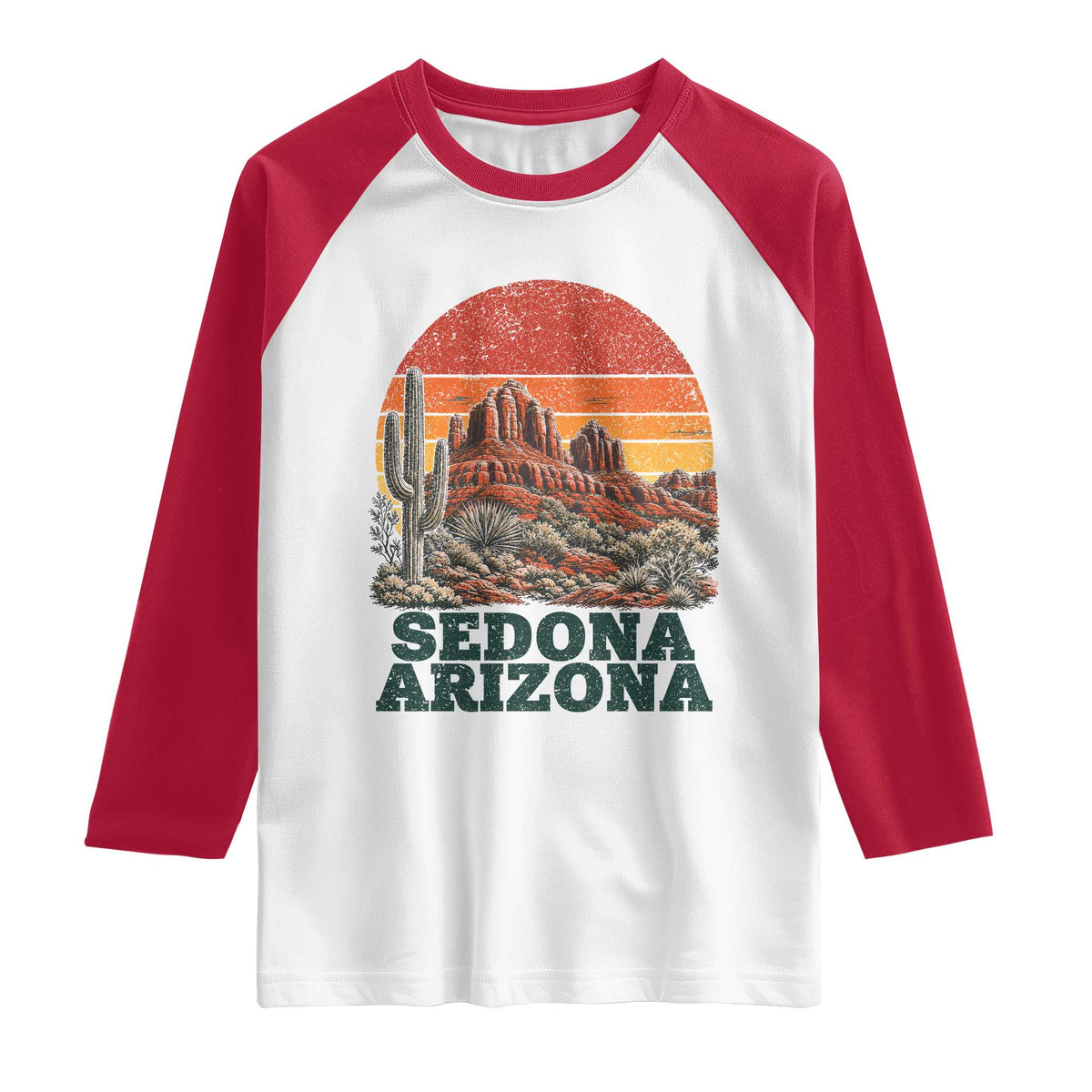 Retro Sedona Arizona Mountain Raglan Shirt Southwest Hiking Outdoor Nature Souvenir