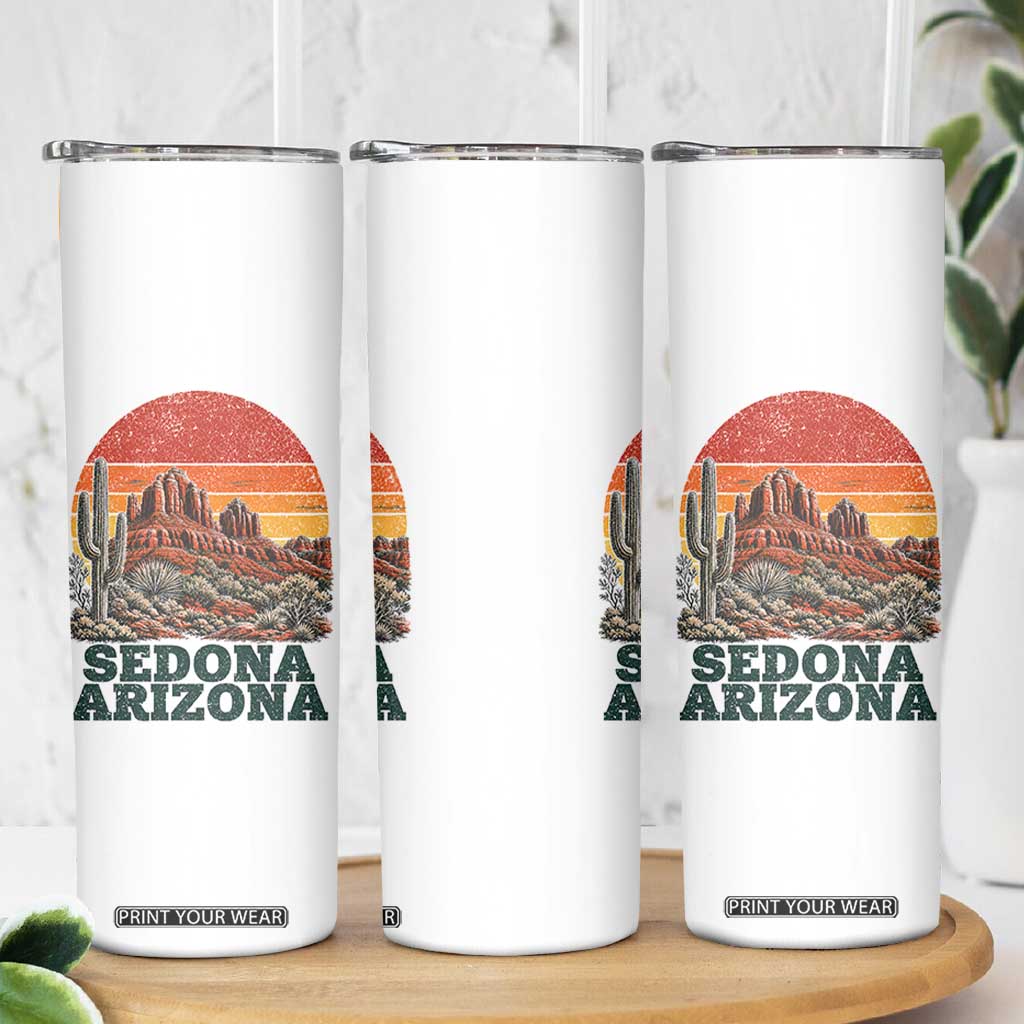 Retro Sedona Arizona Mountain Skinny Tumbler Southwest Hiking Outdoor Nature Souvenir