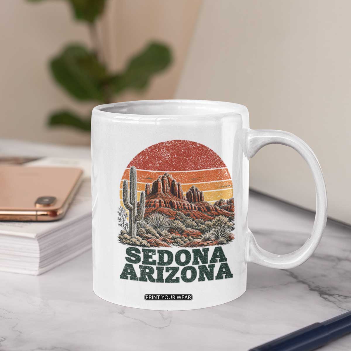 Retro Sedona Arizona Mountain Coffee Mug Southwest Hiking Outdoor Nature Souvenir