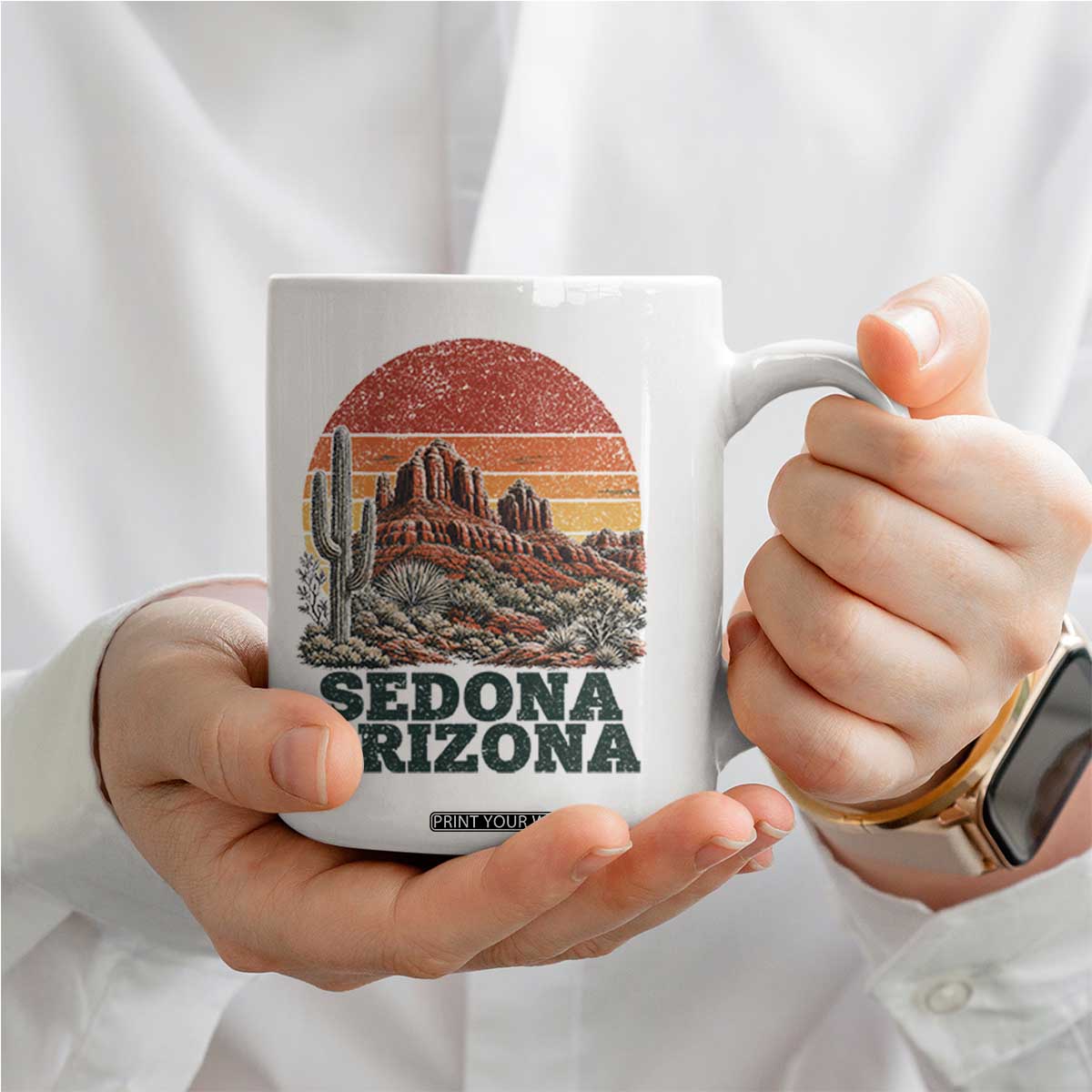 Retro Sedona Arizona Mountain Coffee Mug Southwest Hiking Outdoor Nature Souvenir